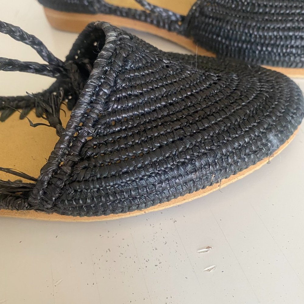 Handmade Rafia Dorsay Flats Sandals - Picture 6 of 8